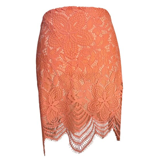 For Love and Lemons Skirt Size Medium Melon Lace Overlay Lined Stretch - Picture 1 of 9